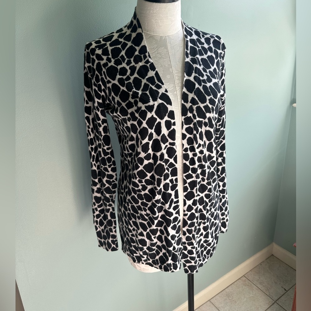 Ann Taylor Loft Black & White Giraffe Cardigan L